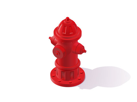 Isolated Isometric Red Fire Hydrant, Vector Illustration