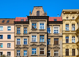 Fototapeta na wymiar Old tenement houses on Slaska Street in Szczecin, Poland.