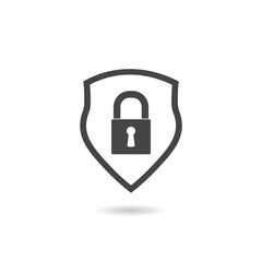 Lock shield icon with shadow