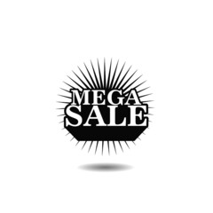 Mega sale badge icon with shadow