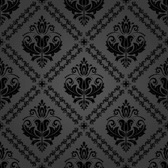 Classic seamless vector black pattern. Damask orient gray ornament. Classic vintage background. Orient ornament for fabric, wallpaper and packaging