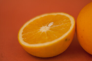 orange on a red background