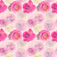 Seamless floral design with rose flowers for background