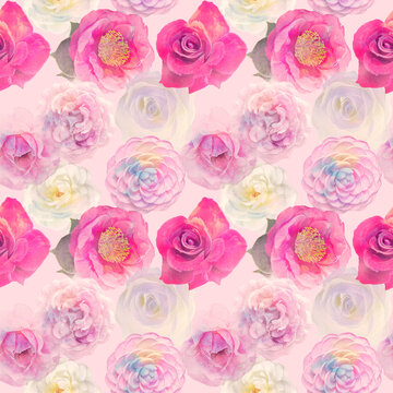 Seamless floral design with rose flowers for background
