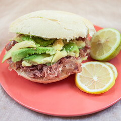 Meat and avocado sandwich