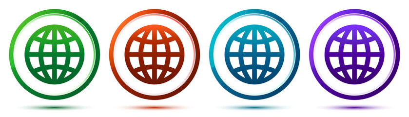 World icon artistic frame round button set illustration