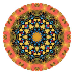 Mandala à 12 pétales, mandalart couleur