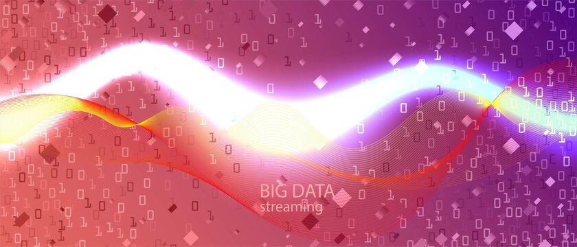 Lightning Tech Vector Presentation. Pink Blue Purple Background. Fractal Flow Code Neon Tech Abstract Modern Layout. Cyber 
