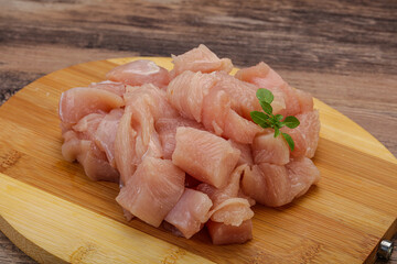 Raw diced chicken for cooking