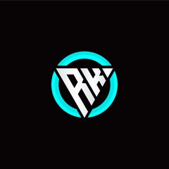 Fototapeta premium R K initial logo modern triangle with circle