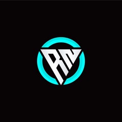 R N initial logo modern triangle with circle
