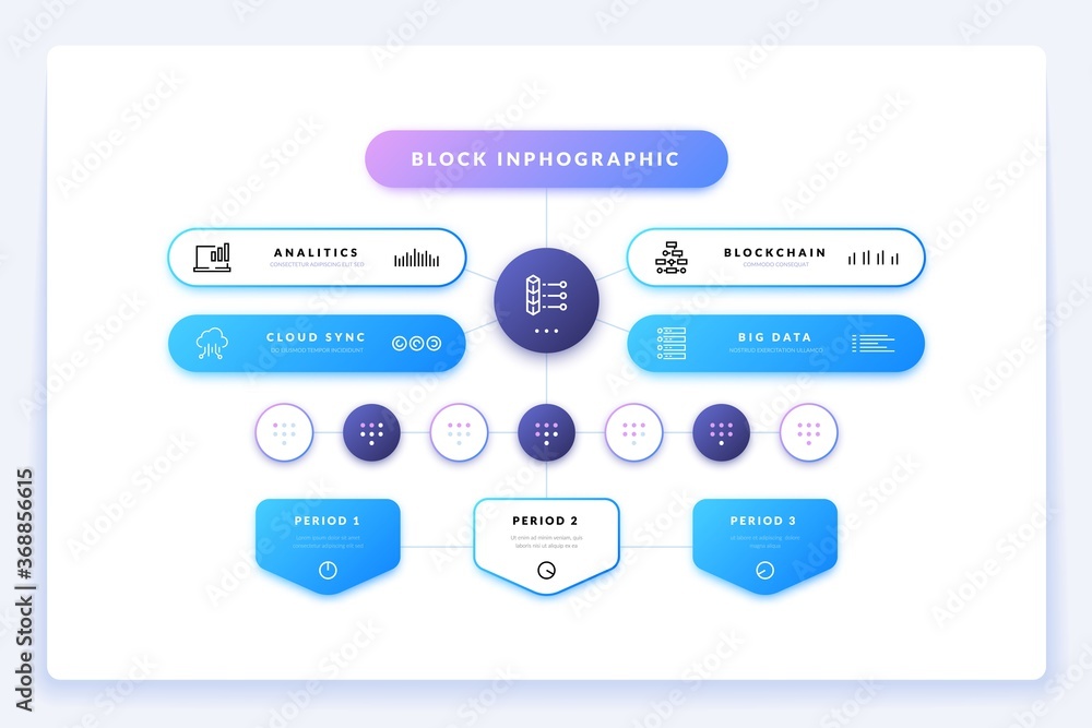 Aufkleber Flowchart structure. Hierarchy scheme infographic for business presentation and structure organization. Vector illustration team works process tree design template