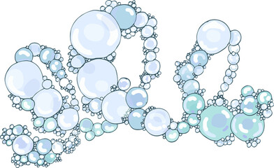 vector illustration chain of water transparent bubbles,doodle