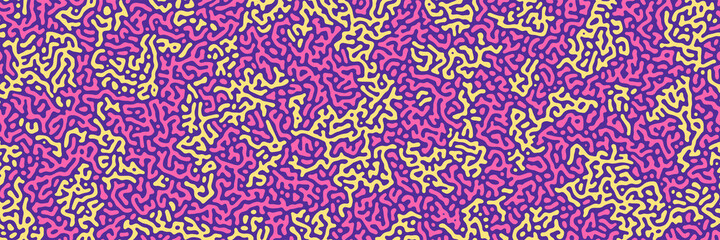 Turing background, organic liquid texture. Pattern with fluid ink shapes, yellow pink violet color