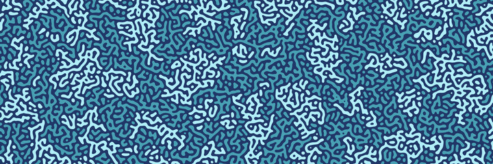 Turing background, organic liquid texture. Pattern with fluid ink shapes, turquoise dark blue color