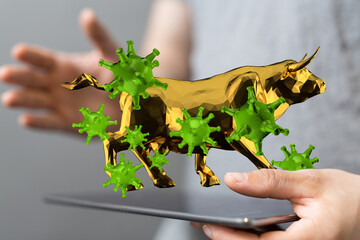 Financial stock graph has down from virus corona outbreak..