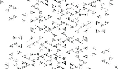 Rough, irregular texture composed of monochrome geometric elements. Overlay distressed grunge background. Abstract vector illustration. Isolated on white background. EPS10
