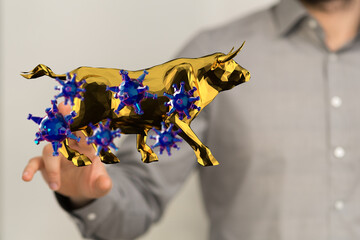 Financial stock graph has down from virus corona outbreak..