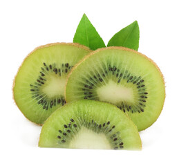 Fototapeta na wymiar Kiwi fruit isolated on white background, top view