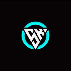 S X initial logo modern triangle with circle