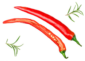 Pepper bitter on white background isolated, top view