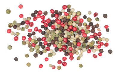 A mixture of peppers isolated on white background