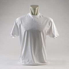 Men's white blank t shirt template,from two sides, natural shape on invisible mannequin, for your...
