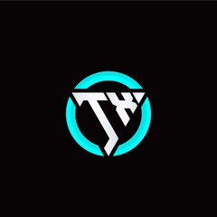 T X initial logo modern triangle with circle
