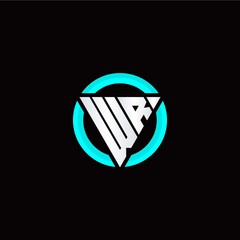 W R initial logo modern triangle with circle