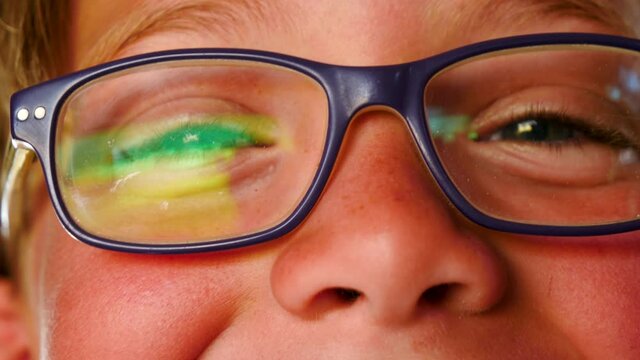 boy and glasses- closeup slow motion