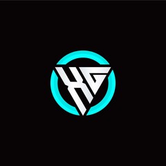 X G initial logo modern triangle with circle