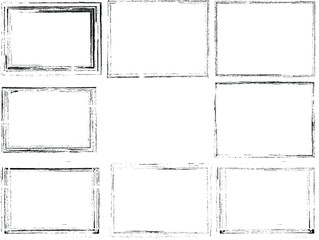 Vector Frames. rectangles for image. distress texture . Grunge Black borders isolated on the background . Dirt effect . geometric shapes for your design