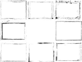 Vector Frames. rectangles for image. distress texture . Grunge Black borders isolated on the background . Dirt effect . geometric shapes for your design