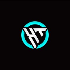 X T initial logo modern triangle with circle