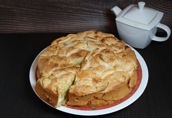 apple pie and white teapot