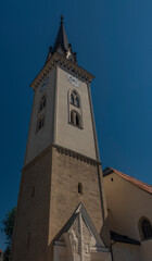 Fototapeta na wymiar Church in Villach town in south Austria in summer sunny morning