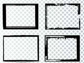 Vector Frames. rectangles for image. distress texture . Grunge Black borders isolated on the background . Dirt effect . geometric shapes for your design