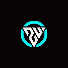 Z U initial logo modern triangle with circle