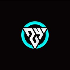 Z Y initial logo modern triangle with circle
