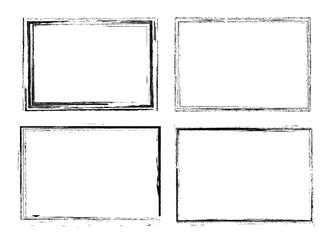 Vector Frames. rectangles for image. distress texture . Grunge Black borders isolated on the background . Dirt effect . geometric shapes for your design