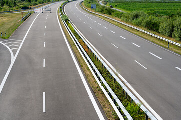 Newly built section of the highway A26 (Autobahn 26) between Stade and Hamburg, Germany.