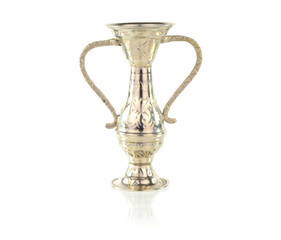 Fototapeta na wymiar Antique Traditional Arabian Tinned Copper (Silver) Vase Isolated on White Background.