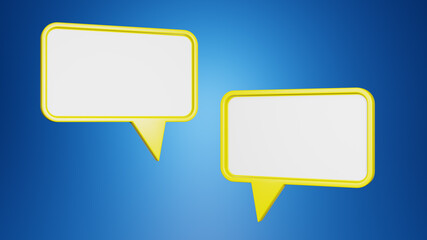 White paper speech bubble on blue background . Two chat speech Sale online concept. 3D rendering.