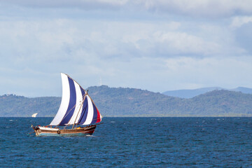 NOSY BE, MADAGASCAR: Traditional sailing boat on the Indian Ocean.