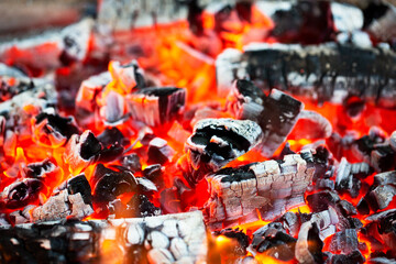 Burning coals with fire.