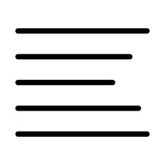 Paragraph left alignment icon. Text alignment, justify left symbol.