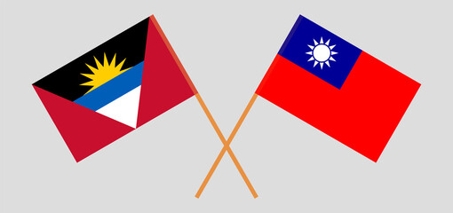 Crossed flags of Antigua and Barbuda and Taiwan