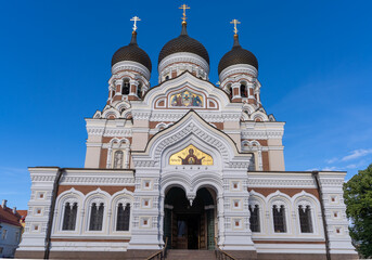 Fototapeta na wymiar Alexander Nevsky Cathedral, Tallinn the capital, primate and the most populous city of Estonia. Located in the northern part of the country, on the shore of the Gulf of Finland of the Baltic Sea