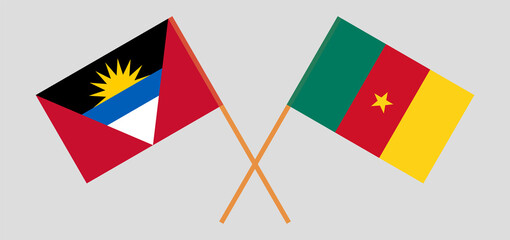 Crossed flags of Cameroon and Antigua and Barbuda