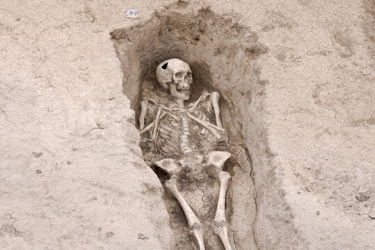 Visigothic necropolis in Gra&ntilde;on with 90 tombs discovered during the works of a highway in La Rioja on July 2020, Spain
